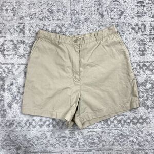 Eddie Bauer Cargo Women's Khaki High Rise Flat Front Shorts Zip Fly Size 8